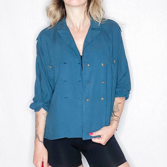 Vintage 80s Campagnie Internationale EXPRESS double breasted top. - Picture 7 of 13